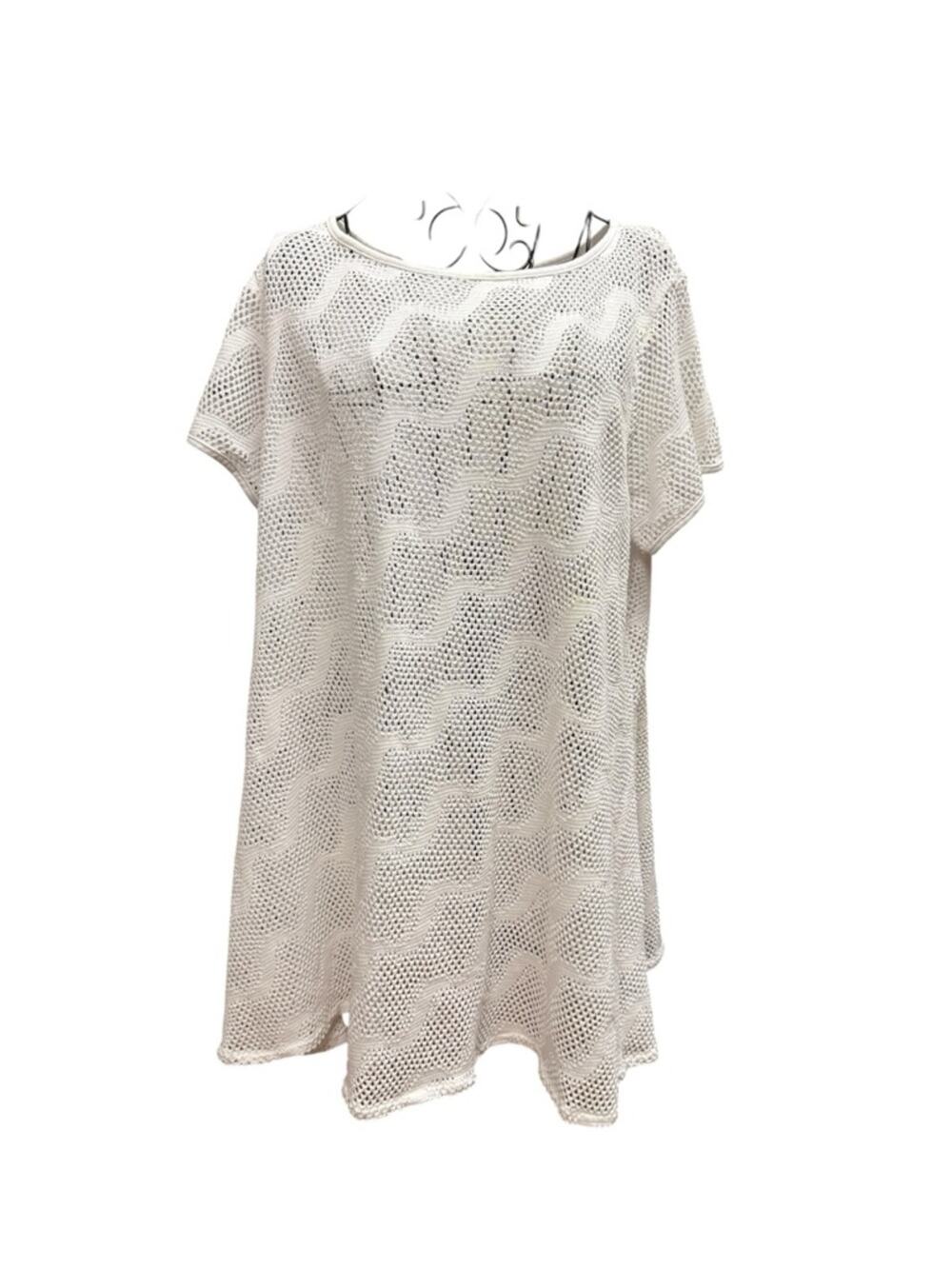 Lightweight White Crochet Tunic Top swim suit coverup Large